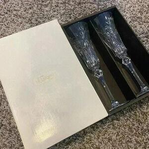 Two Genuine Lead Crystal Flutes by J.G. Durand